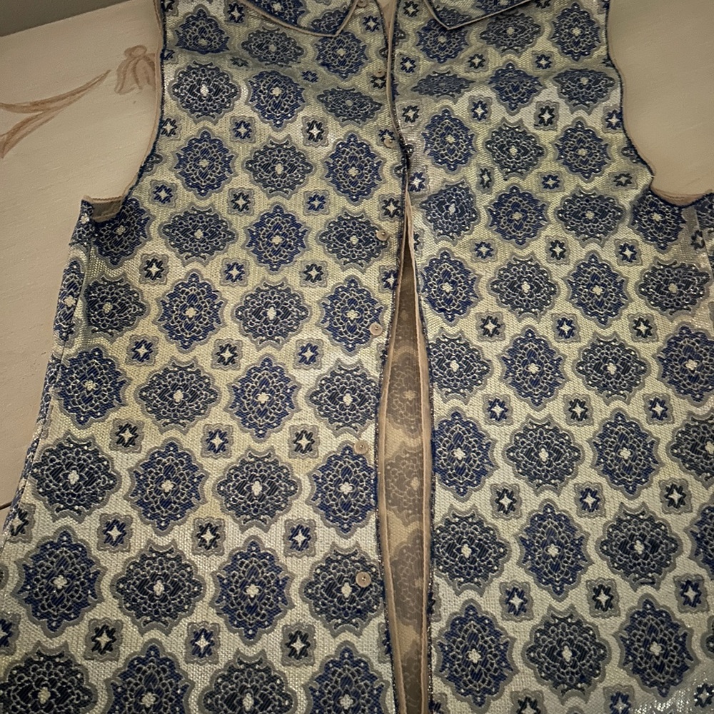 Prada size 42 Top Navy and Gold - Picture 9 of 14